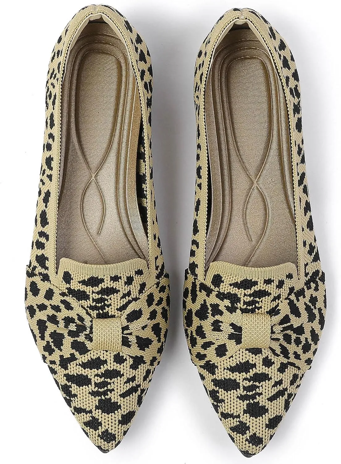 Flats for Womens Classic Pointed Toe Ballet Flats Comfortable Knit Dressy Bow Flats Shoes