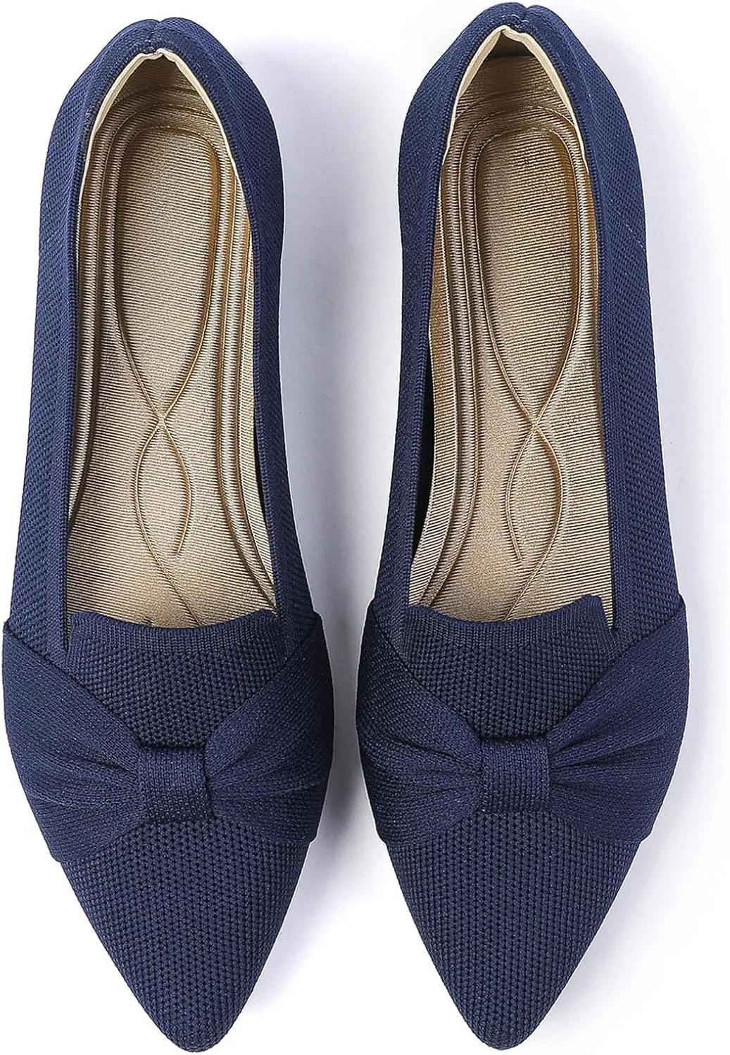 Flats for Womens Classic Pointed Toe Ballet Flats Comfortable Knit Dressy Bow Flats Shoes