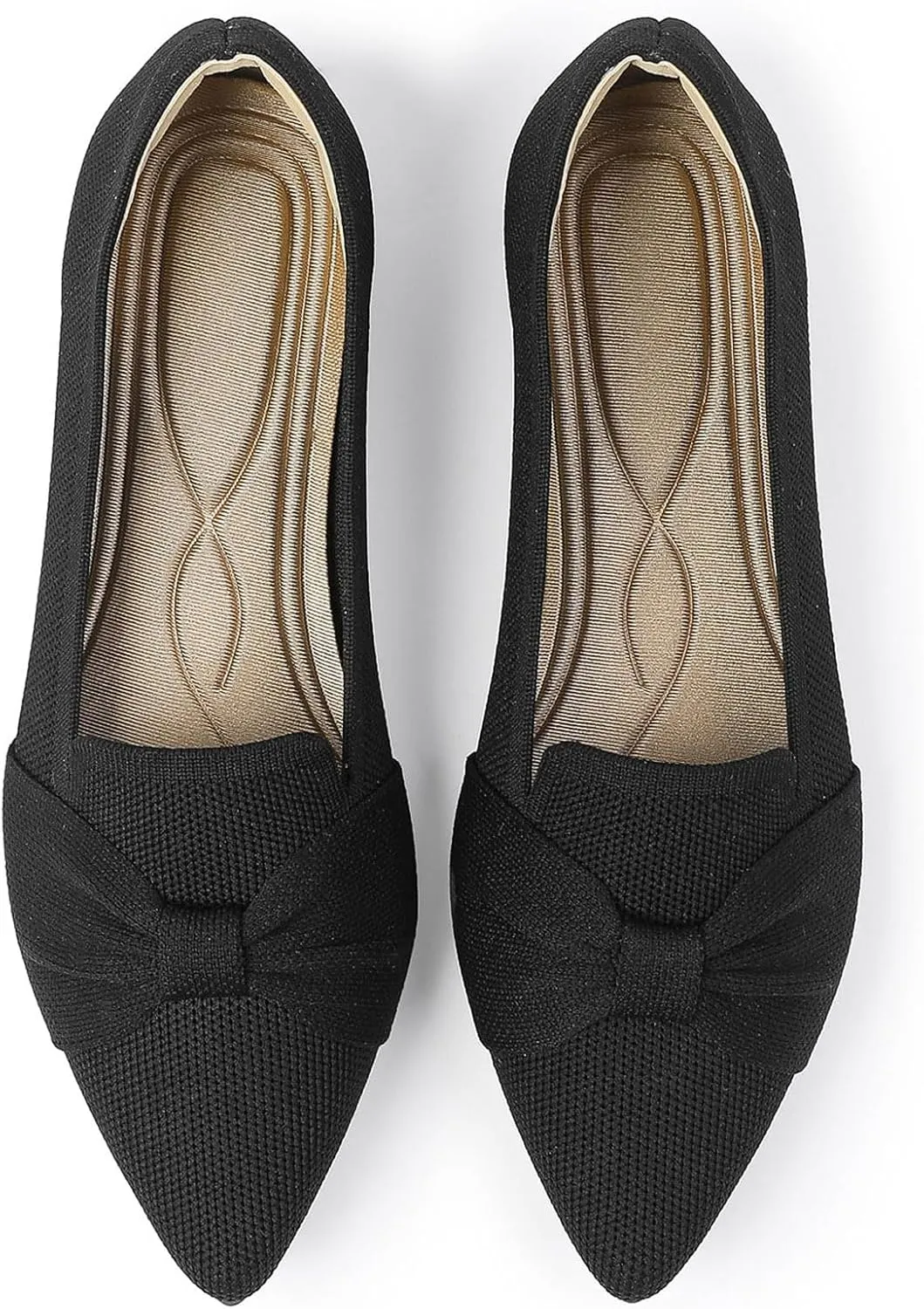 Flats for Womens Classic Pointed Toe Ballet Flats Comfortable Knit Dressy Bow Flats Shoes