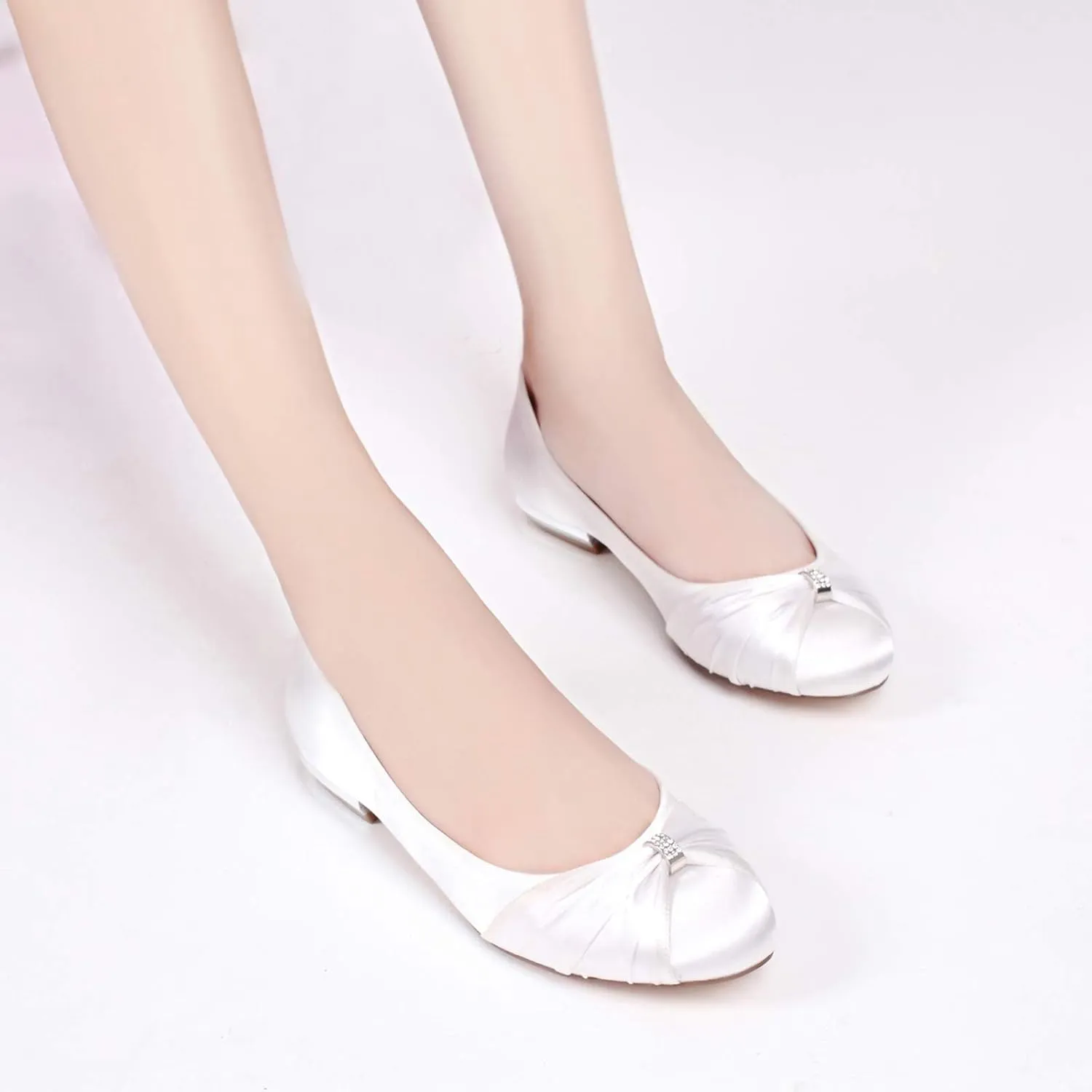 Flats Shoes Women Rhinestone Wedding Flats Comfort Round Toe Ballet Flat Shoe Low Heel Dress Shoes Flats for Women
