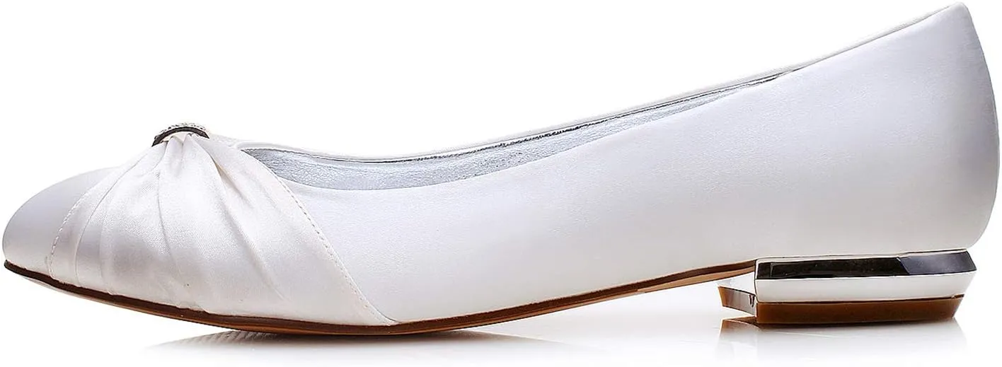 Flats Shoes Women Rhinestone Wedding Flats Comfort Round Toe Ballet Flat Shoe Low Heel Dress Shoes Flats for Women