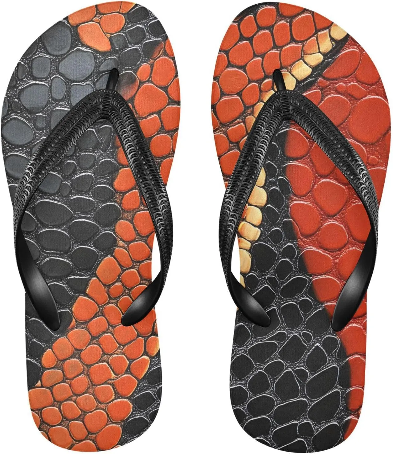 Flip Flop Sandals Snake Skin Print for Men and Women for Beach Outdoor XS