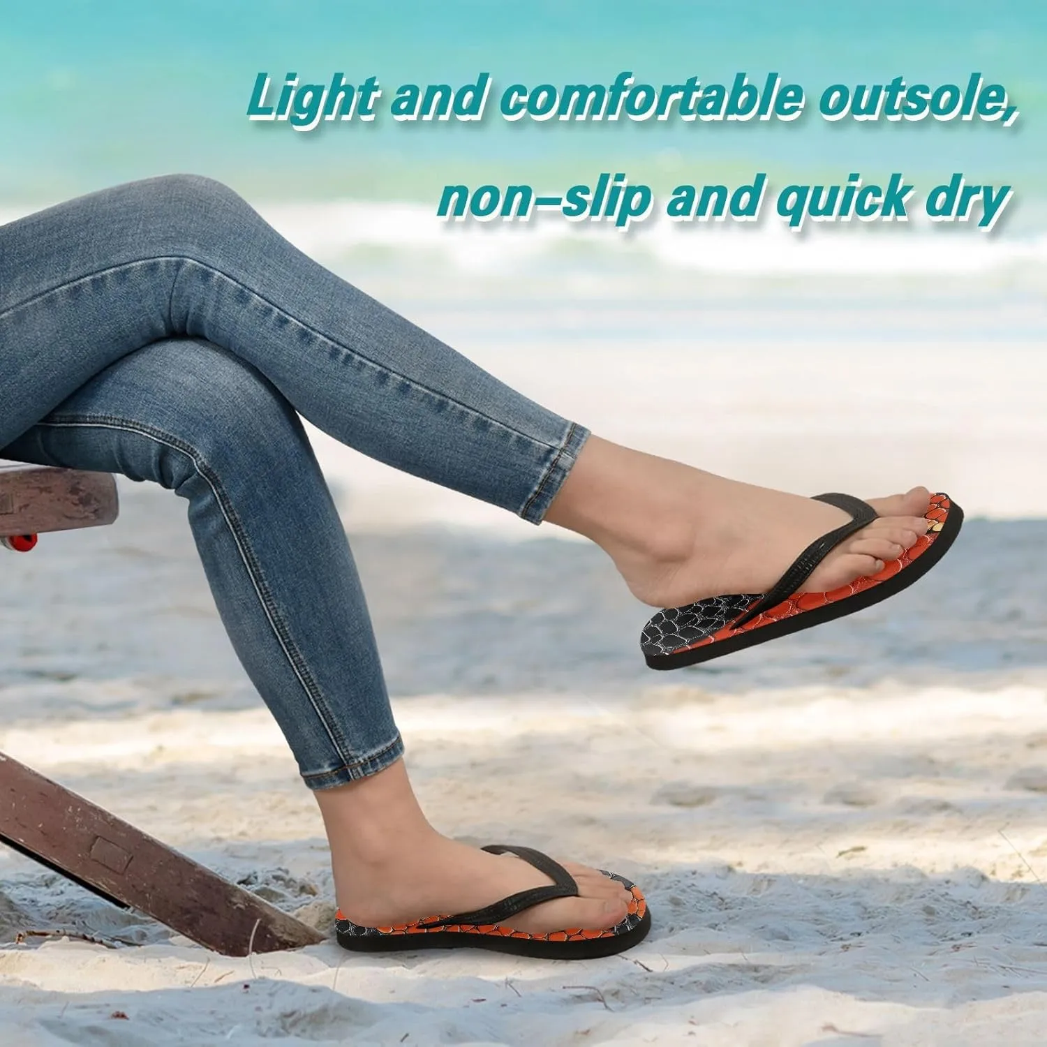 Flip Flop Sandals Snake Skin Print for Men and Women for Beach Outdoor XS