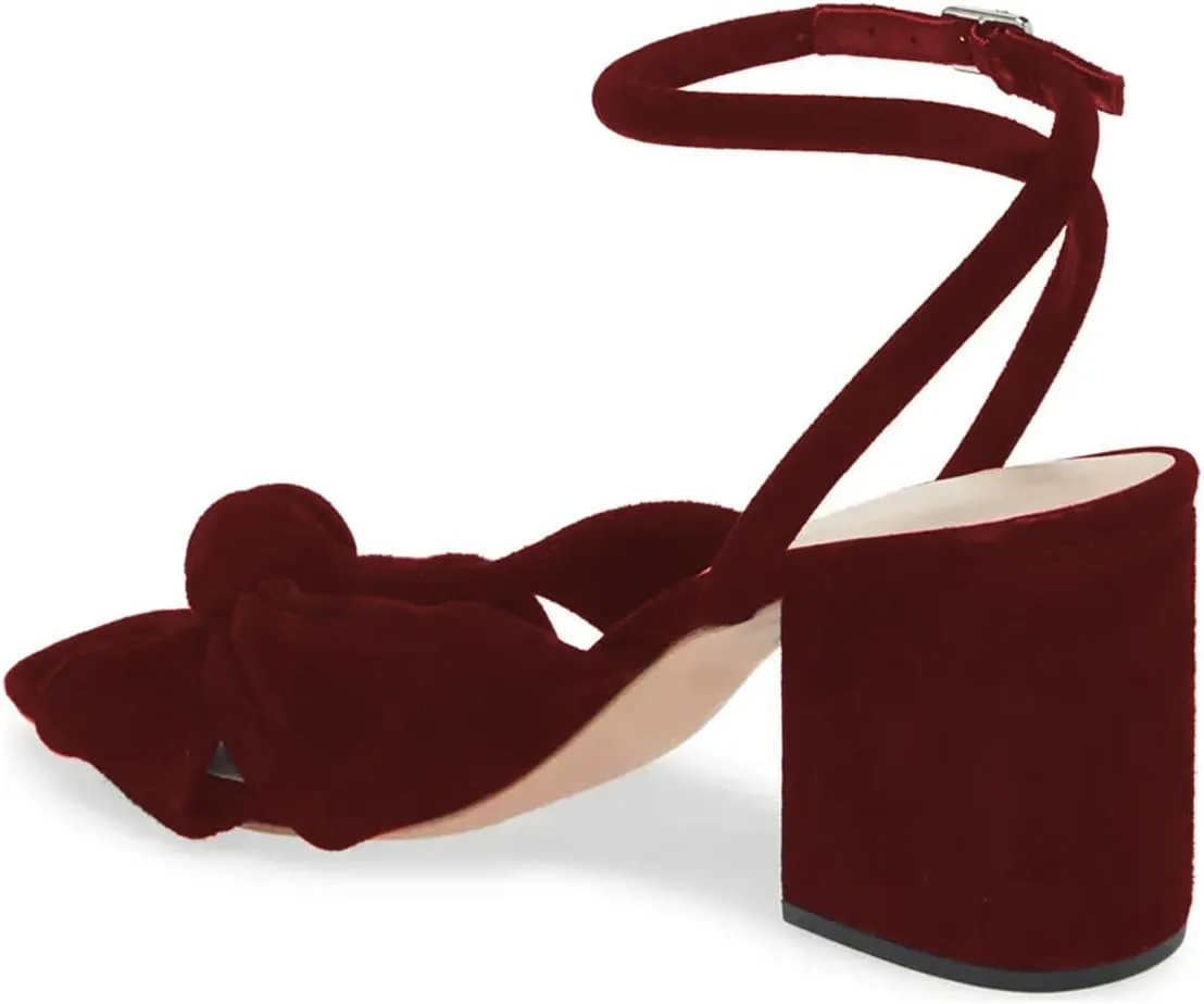 FSJ Women Knot Heeled Sandals Ankle Strap Buckle Block Chunky High Heel Open Toe Dress Pumps Wedding Party Fashion Shoes Size 4-16 US