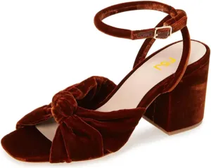 FSJ Women Knot Heeled Sandals Ankle Strap Buckle Block Chunky High Heel Open Toe Dress Pumps Wedding Party Fashion Shoes Size 4-16 US