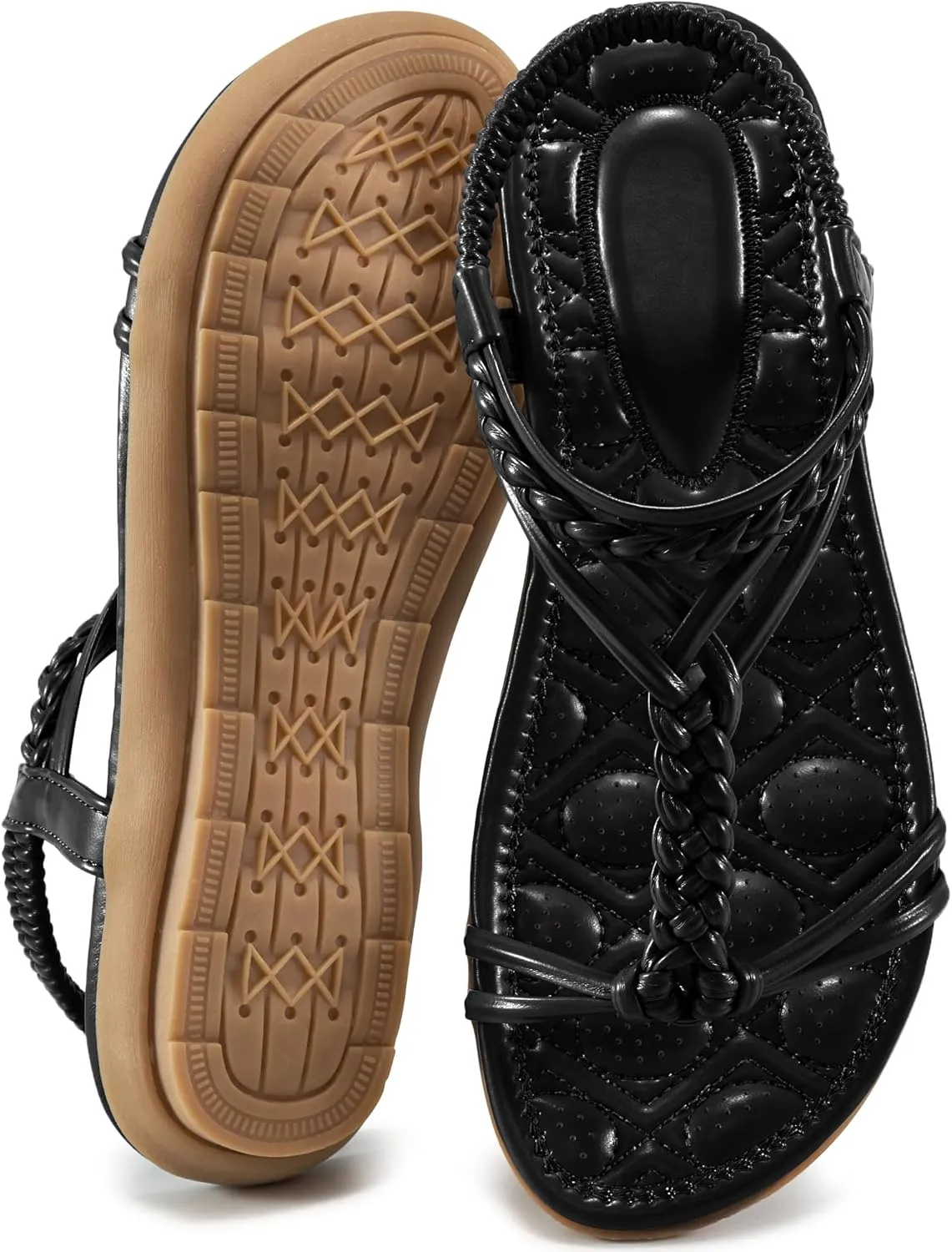 FUDYNMALC Womens Flat Sandals Summer: Trendy Beach Dress Shoes 2025 Casual Comfortable Walking Gladiator Footwear