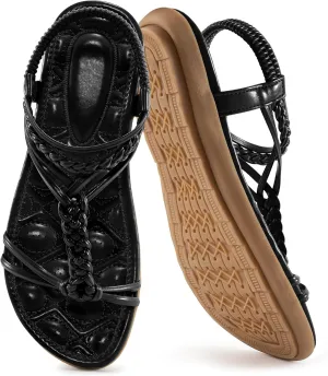 FUDYNMALC Womens Flat Sandals Summer: Trendy Beach Dress Shoes 2025 Casual Comfortable Walking Gladiator Footwear