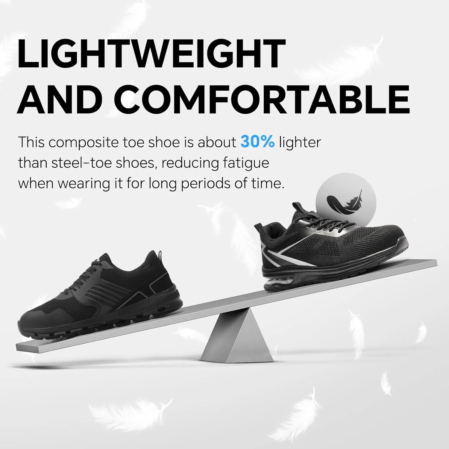 Furuian Composite Toe Shoes for Men Lightweight Composite Work Shoes Safety Shoes Not Steel Toe Sneakers Breathable Composite Toe Sneakers for Men Indestructible Safety Shoes for Men Black