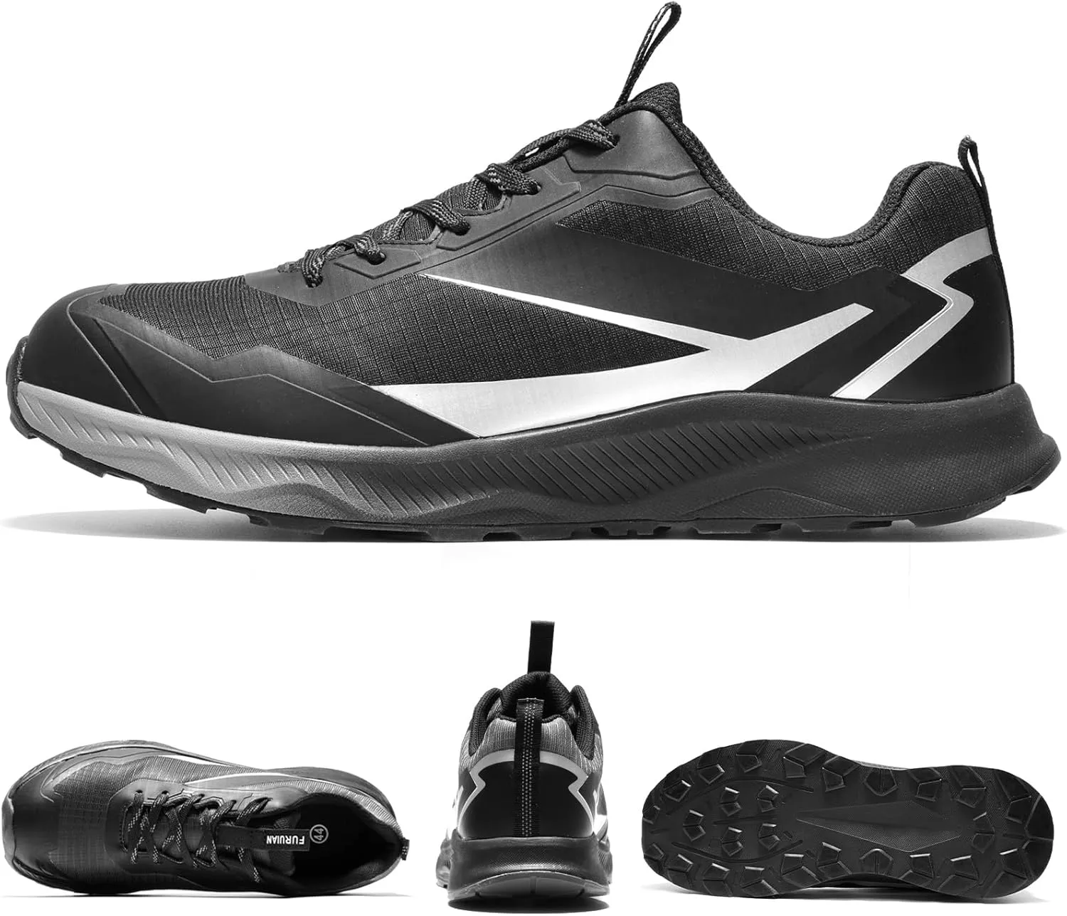 Furuian Composite Toe Shoes for Men Safety Work Shoes for Men Non Slip Rubber Outsole and Puncture Proof Kevlar Midsole Comfortable Safey Work Sneakers
