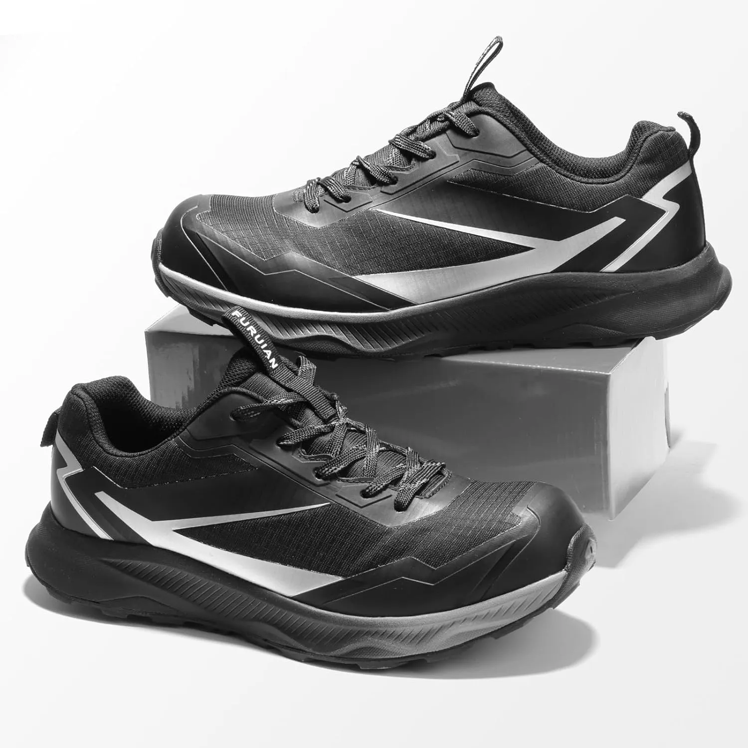 Furuian Composite Toe Shoes for Men Safety Work Shoes for Men Non Slip Rubber Outsole and Puncture Proof Kevlar Midsole Comfortable Safey Work Sneakers