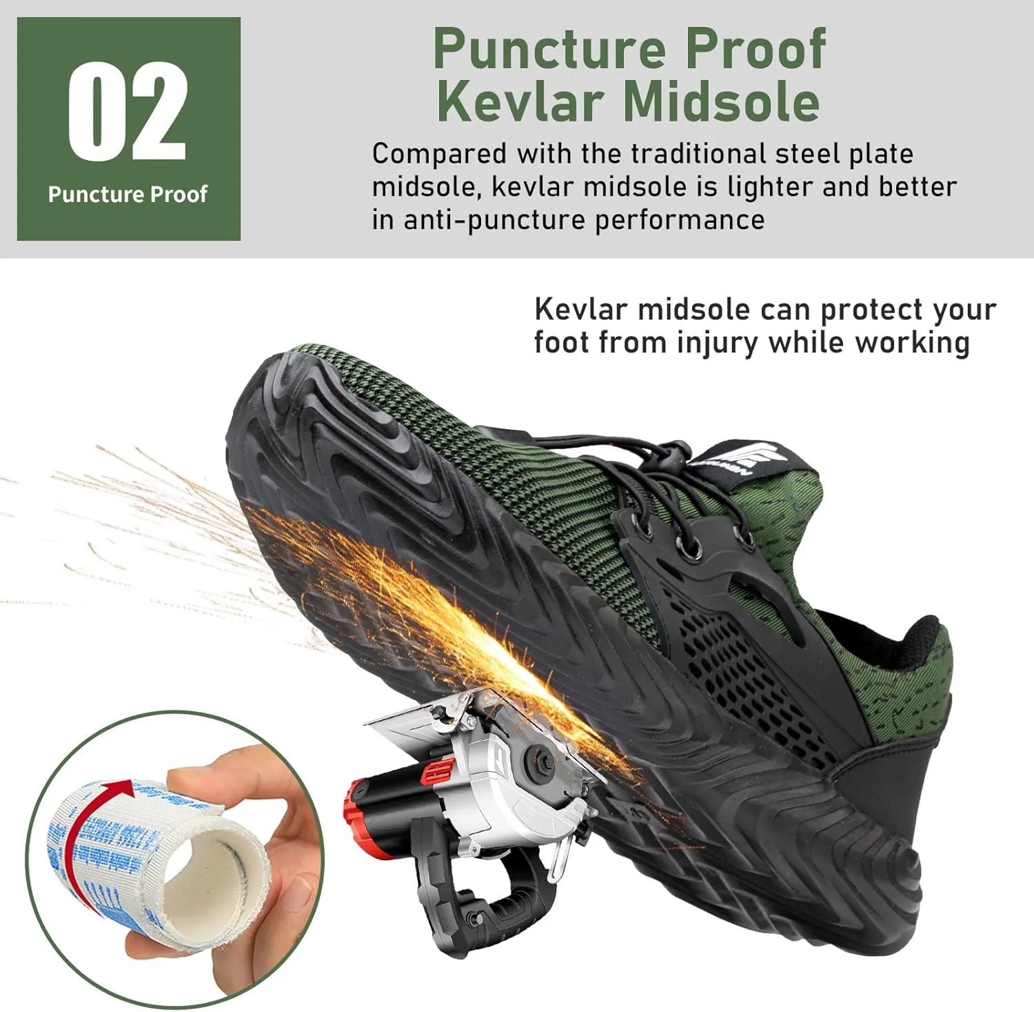 Furuian Steel Toe Indestructible Shoes Men Women Lightweight Puncture Resistant Safety Work Shoes Sneakers for Construction Working Breathable
