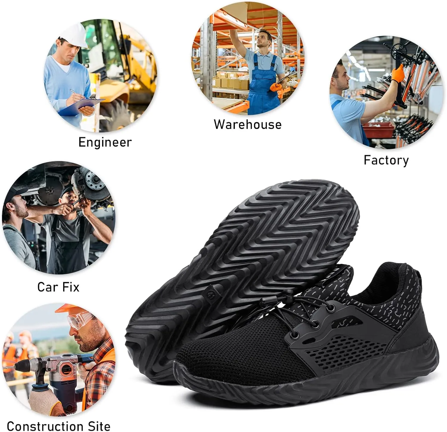 Furuian Steel Toe Indestructible Shoes Men Women Lightweight Puncture Resistant Safety Work Shoes Sneakers for Construction Working Breathable