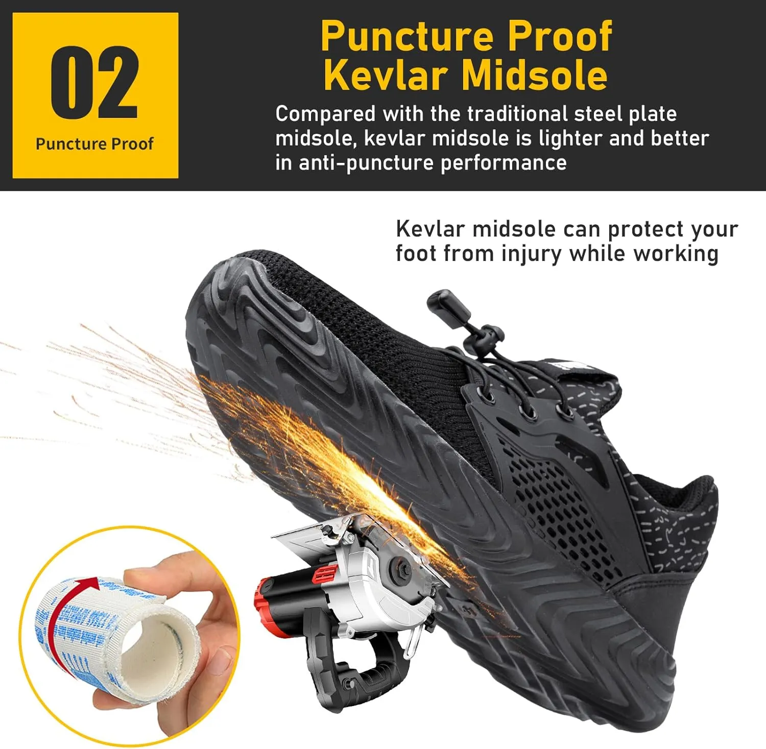 Furuian Steel Toe Indestructible Shoes Men Women Lightweight Puncture Resistant Safety Work Shoes Sneakers for Construction Working Breathable