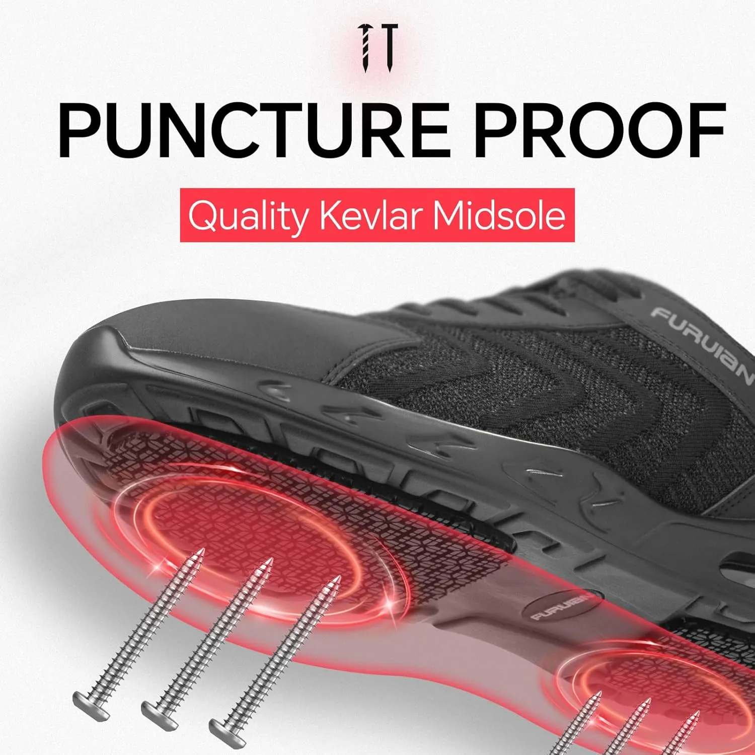 Furuian Steel Toe Shoes for Men Women with Air Cushion Safety Shoes Lightweight Composite Toe Shoes Non Slip Steel Toe Sneakers Indestructible Work Shoes