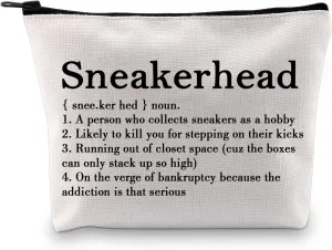 G2TUP Shoes Lover Gift Sneakerhead Definition Makeup Bag Snkr Fan Cosmetic Bag Sneaker Gift Shoes Fan Zipper Travel Pouch (Sneakerhead Definition White Bag)