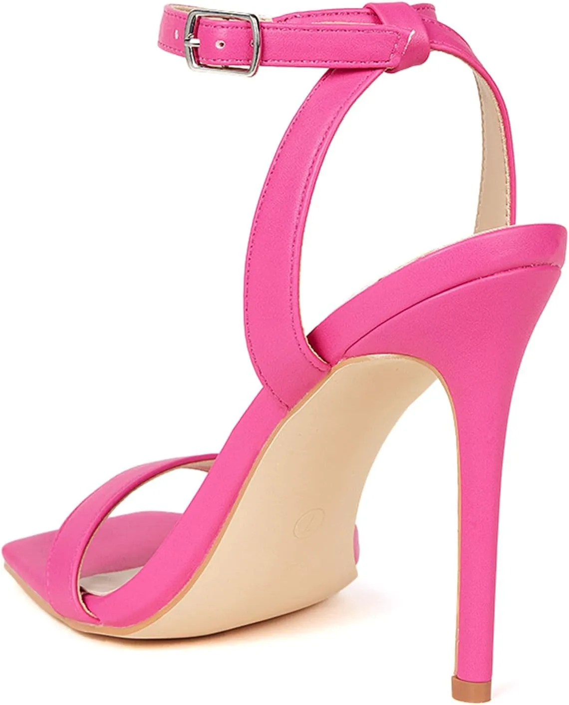 GENSHUO Women's High Heels Ankle Buckle Strap Stilettos Open Square Toe Dressy Sexy Strappy Sandals for Party Prom Homecoming Dressy Shoes
