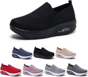 GERRIT Women Orthopedic Sneakers Walking Shoes, Air Cushion Orthopedic Sneakers Diabetic Shoes, Casual Platform Mesh Sandals (Black,5)