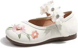 Girl Mary Jane Dance Shoes Ballet Sports Shoes Traditional Chinese Flower Embroidered Shoes Princess Skirt Flat Shoes