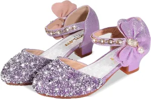 Girls Dress Pumps Glitter Sequins Princess Crystal High Heels Closed Toe Party Wedding Flower Girls Shoes (Little/Big Kid)