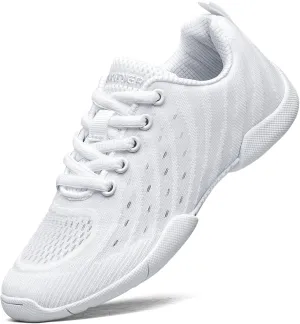 Girls White Cheerleading Shoes Breathable Kids Cheer Competition Sneakers Athletic Training Tennis Shoes