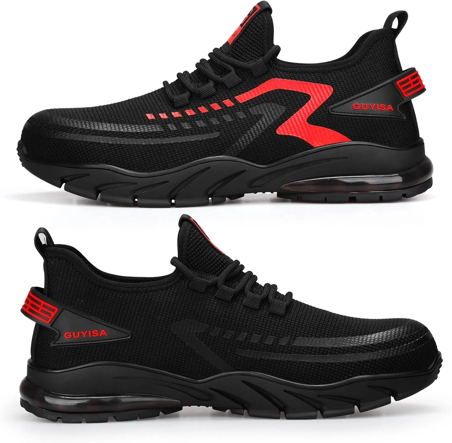 GLANOUDUN Steel Toe Shoes for Men Lightweight Work Shoes for Men Black Steel Toe Sneakers Comfortable Safety Tennis Sneakers Indestructible Men's Safety Footwear Industrial Construction