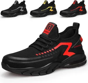 GLANOUDUN Steel Toe Shoes for Men Lightweight Work Shoes for Men Black Steel Toe Sneakers Comfortable Safety Tennis Sneakers Indestructible Men's Safety Footwear Industrial Construction