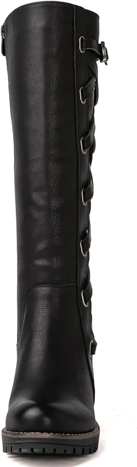 GLOBALWIN Women's Boots Back Lace Up Fall Winter Fashion Knee High Boots For Women