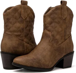 GLOBALWIN Women's The Western Wear Fashion Cowboy Cowgirl Free Birds Country Concert Disco Outfits Low Heel Walking Boots For Ladies