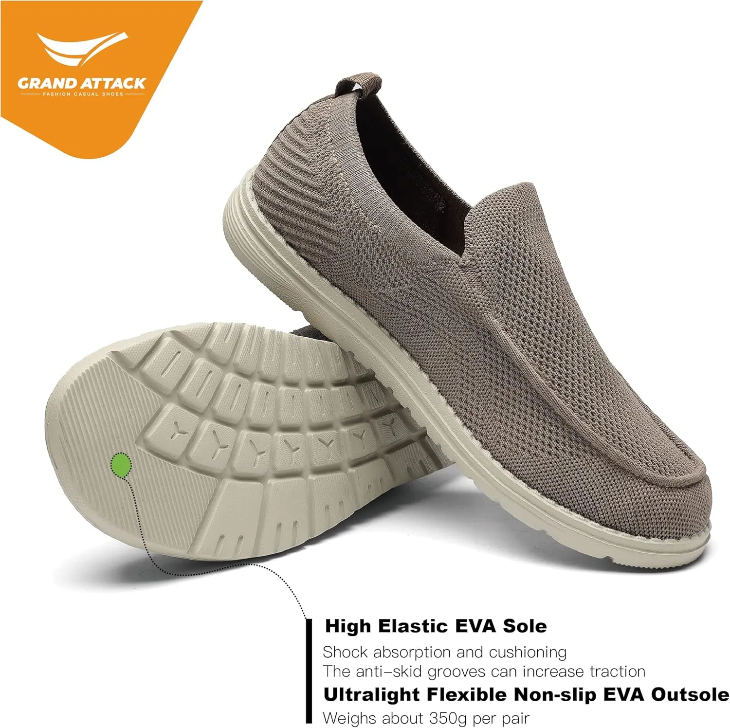 Grand Attack Men's Shoes | Casual Slip On Loafers | Walking Shoes | Comfortable & Lightweight | for Home, Leisure Travel, Driving Shoes
