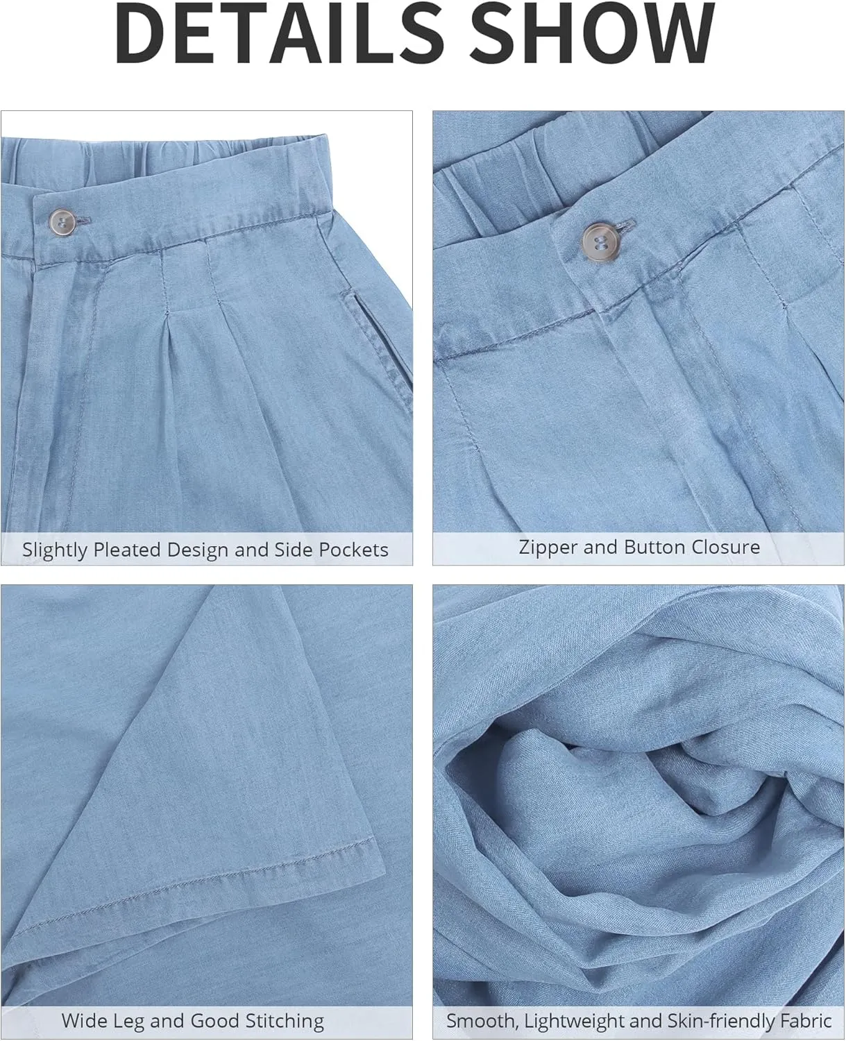 GRAPENT Wide Leg Pants for Women High Waisted Jeans Palazzo Pants Lightweight Summer Beach Flowy Trousers Y2K