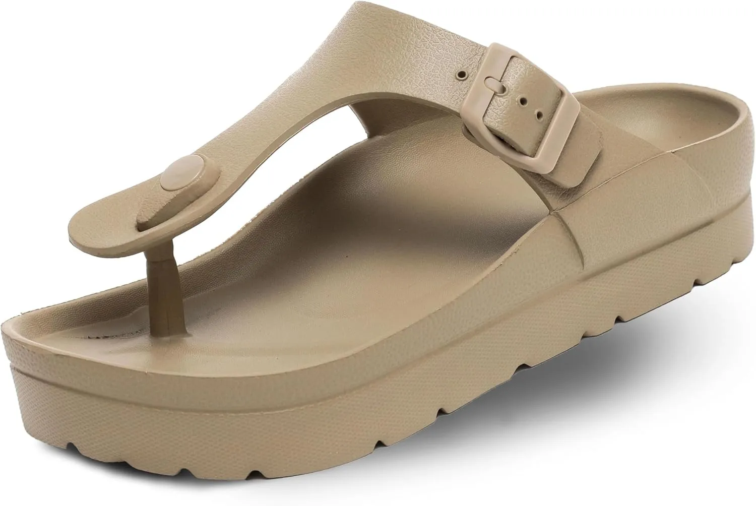 Happyo MUCHO MAHALO Maui Women's Platform Sandals, Adjustable Buckle Flat Sandals with Arch Support, EVA Foam Slides with Thick Soles Extra Cushion