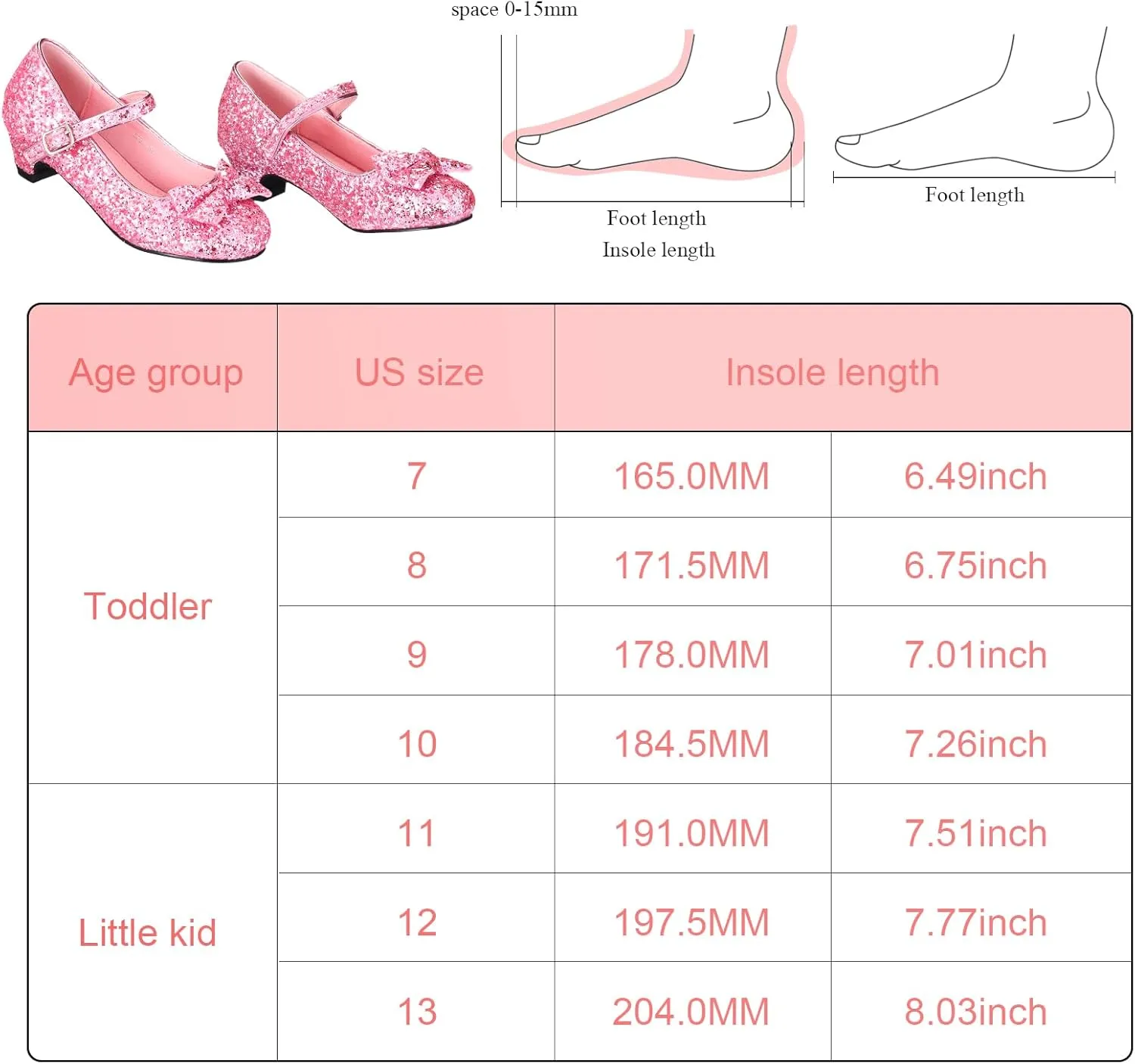 Haysandy Girls Glitter Dress Shoes Low Heel Princess Flats for Kids Toddler Flower Wedding Party Shoes with 2 Pairs Socks