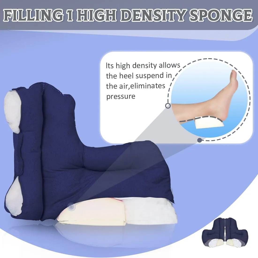 Heel Protectors for Pressure Sores Relief - Foot Pillow for Bed Sores with 2 Straps for Healing Therapy of Heel Pain and Injury,Adult Size