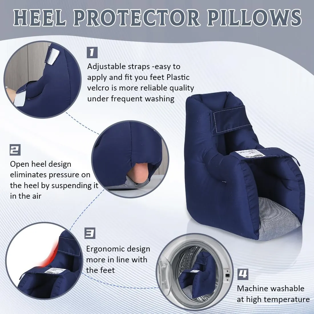 Heel Protectors for Pressure Sores Relief - Foot Pillow for Bed Sores with 2 Straps for Healing Therapy of Heel Pain and Injury,Adult Size