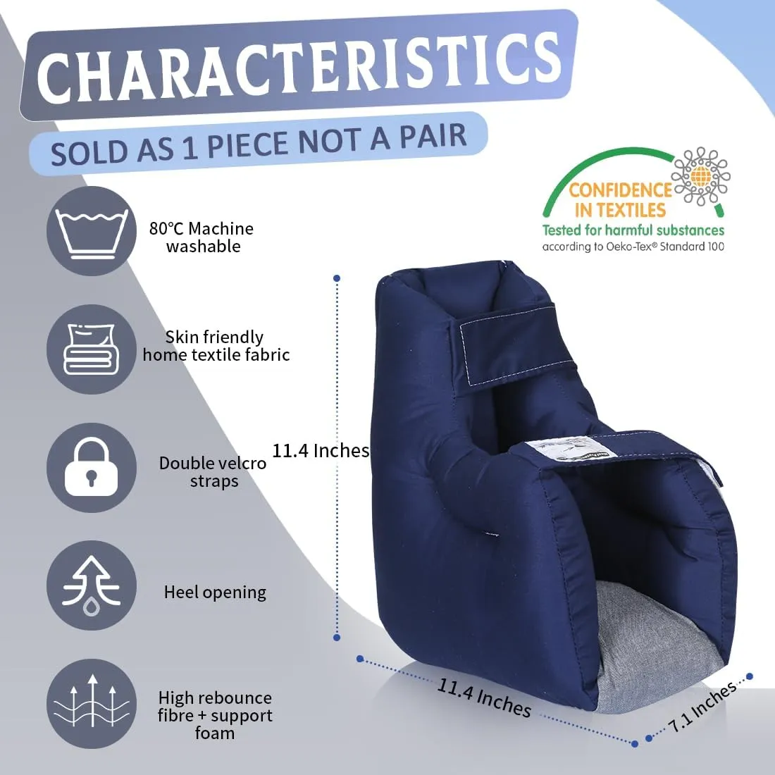 Heel Protectors for Pressure Sores Relief - Foot Pillow for Bed Sores with 2 Straps for Healing Therapy of Heel Pain and Injury,Adult Size