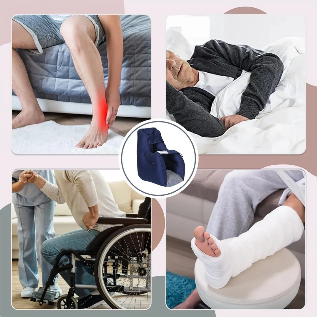 Heel Protectors for Pressure Sores Relief - Foot Pillow for Bed Sores with 2 Straps for Healing Therapy of Heel Pain and Injury,Adult Size
