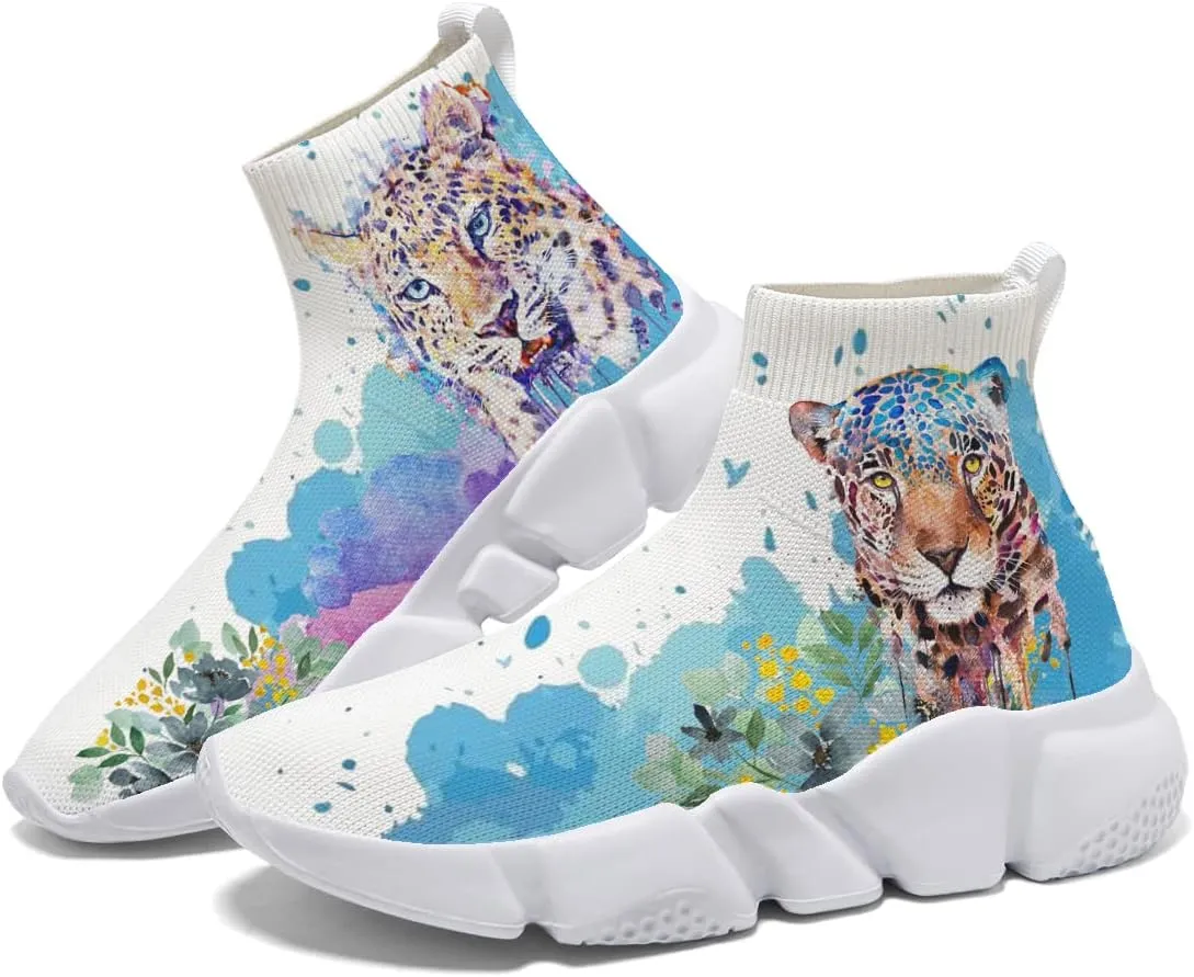 Hetios Women's Graffiti Shoes Fashion Watercolor Sneakers Comfortable Casual Socks Shoes