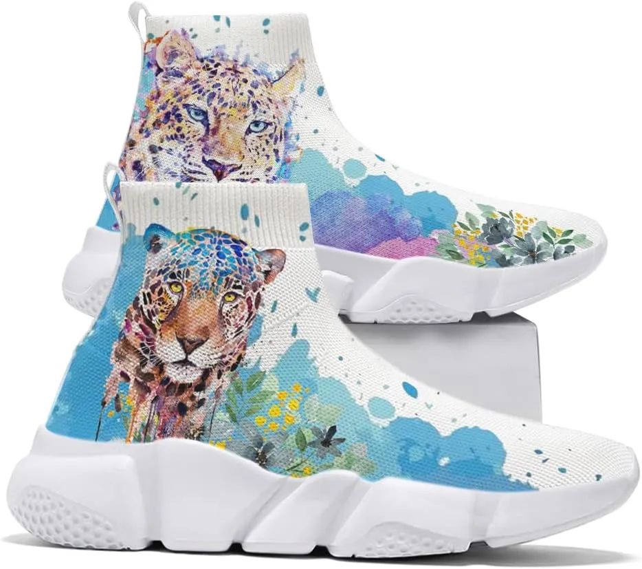 Hetios Women's Graffiti Shoes Fashion Watercolor Sneakers Comfortable Casual Socks Shoes