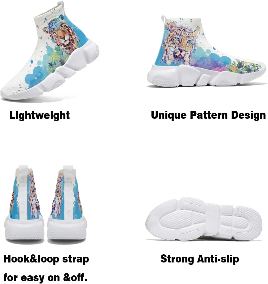 Hetios Women's Graffiti Shoes Fashion Watercolor Sneakers Comfortable Casual Socks Shoes