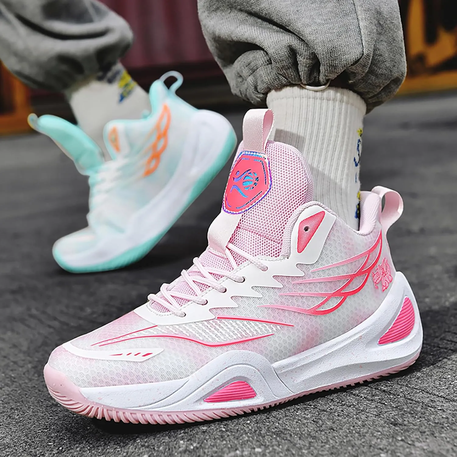High Top Boys Basketball Shoes Breathable Non Slip Outdoor Sneakers Comfortable Fashion Athletic Training Sport Shoes for Girls