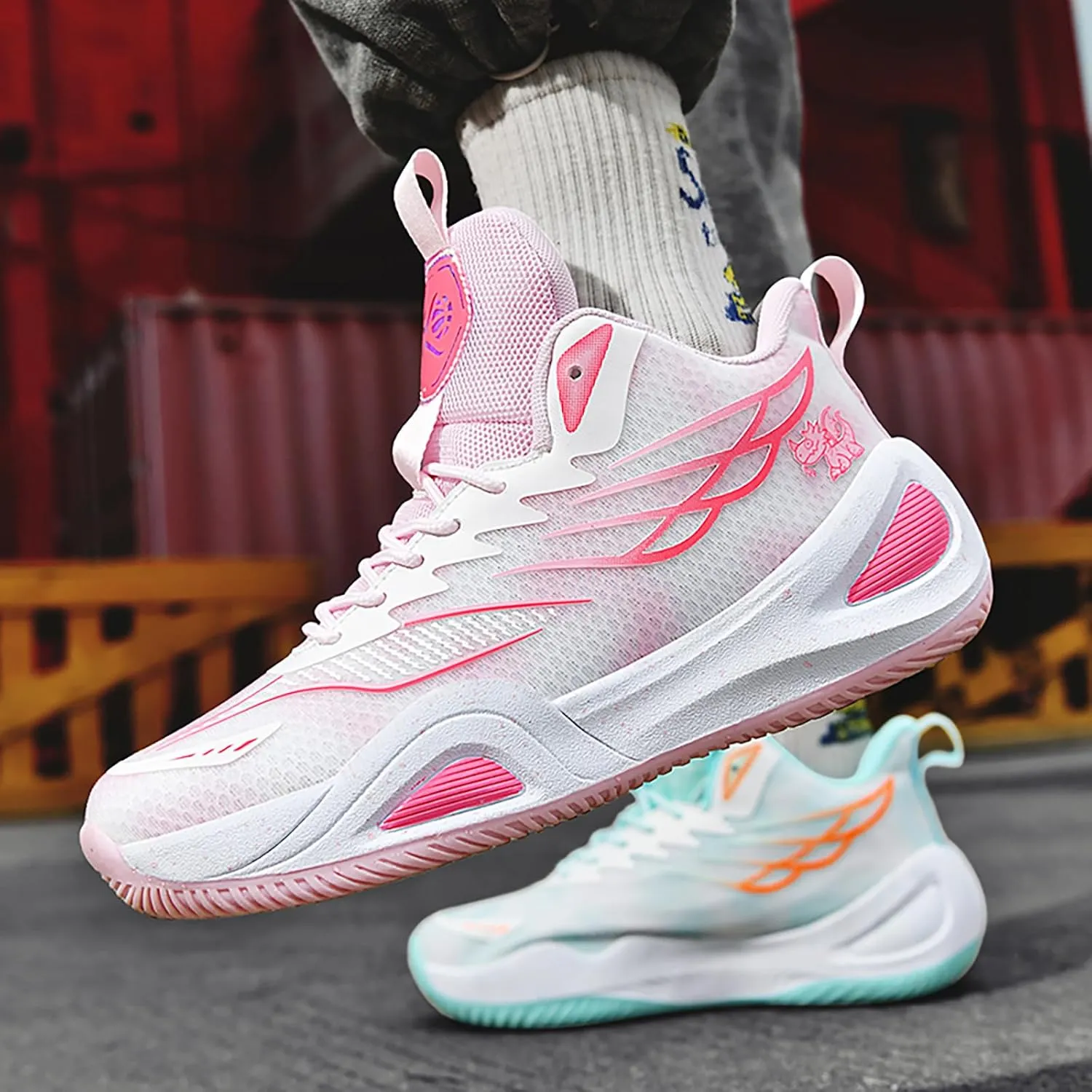 High Top Boys Basketball Shoes Breathable Non Slip Outdoor Sneakers Comfortable Fashion Athletic Training Sport Shoes for Girls
