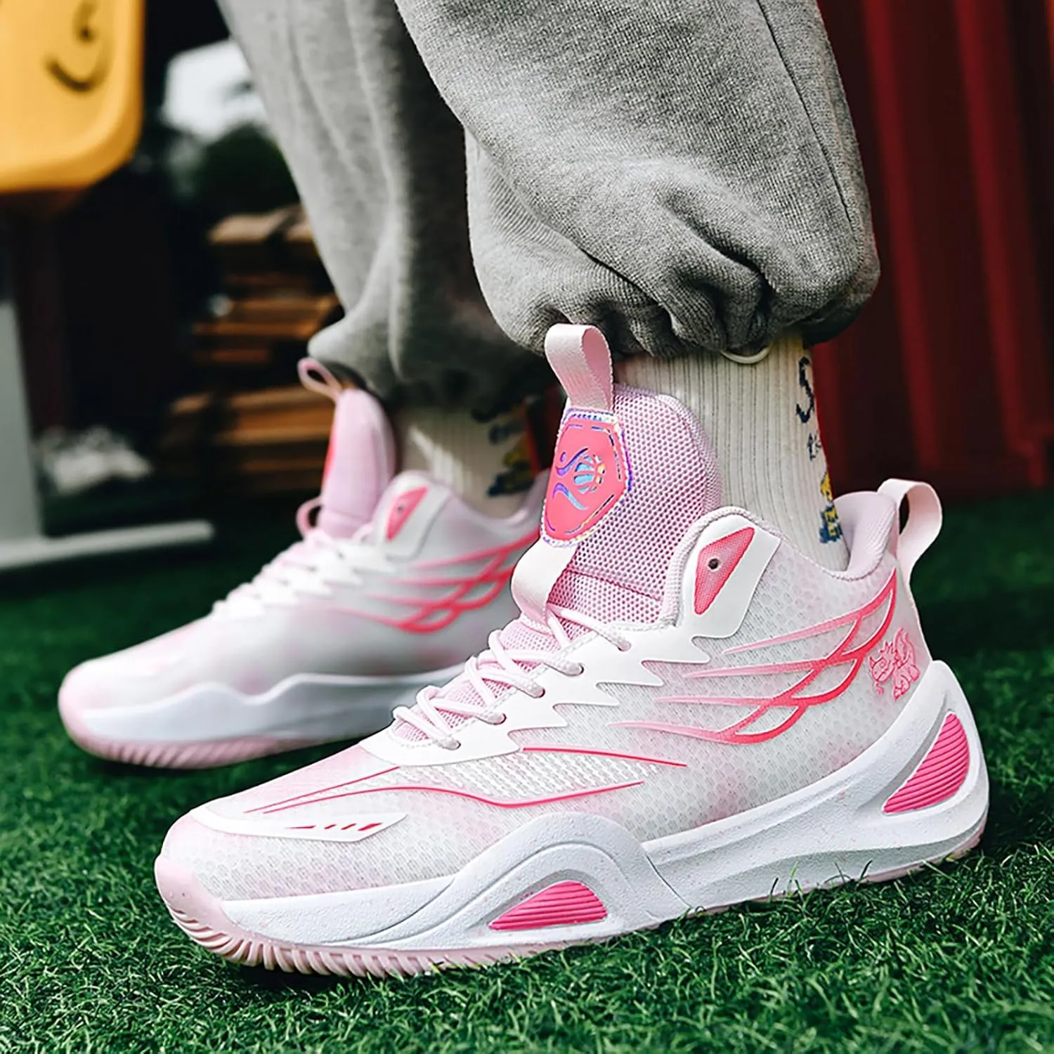 High Top Womens Mens Basketball Shoes Breathable Non Slip Outdoor Sneakers Comfortable Fashion Athletic Training Sport Shoes