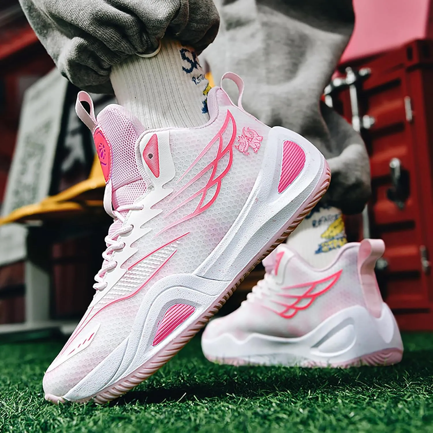High Top Womens Mens Basketball Shoes Breathable Non Slip Outdoor Sneakers Comfortable Fashion Athletic Training Sport Shoes