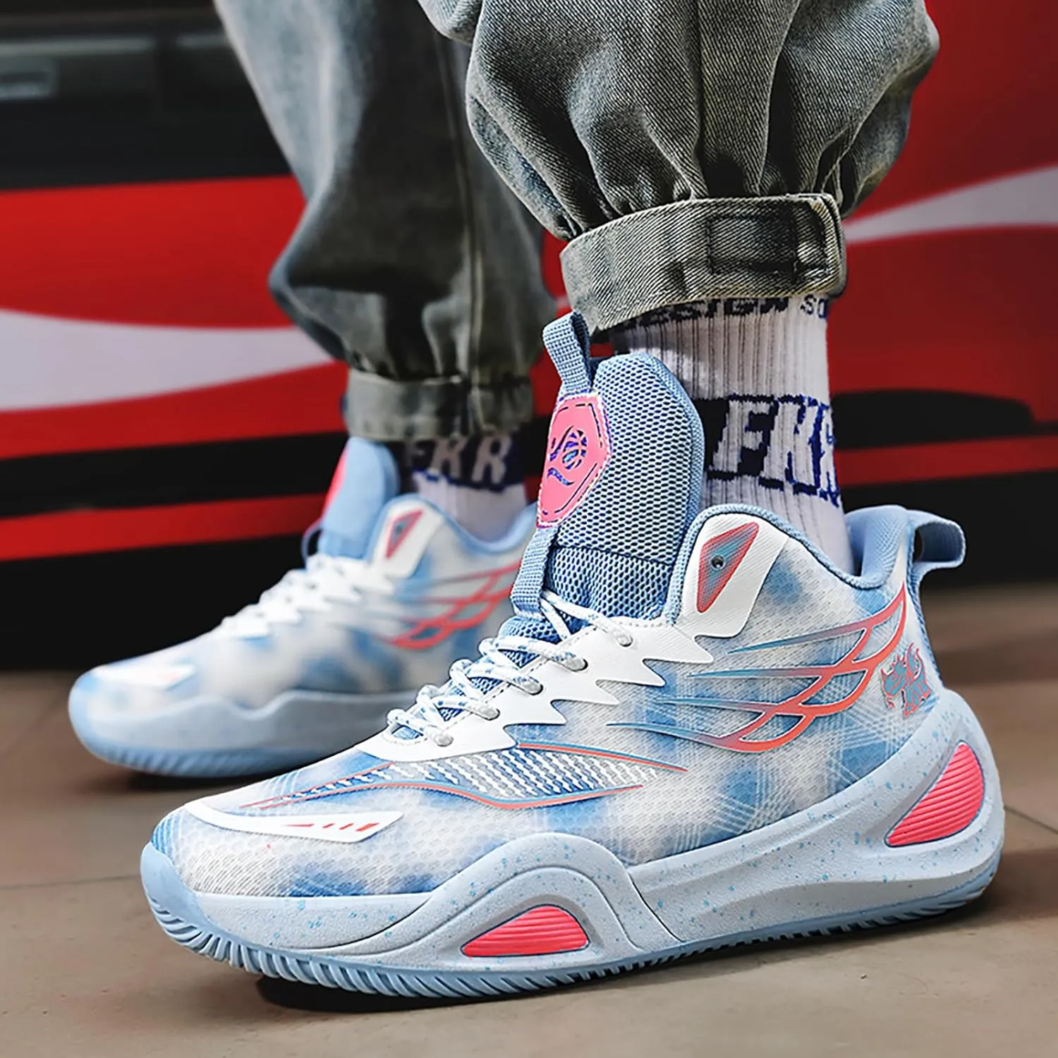 High Top Womens Mens Basketball Shoes Breathable Non Slip Outdoor Sneakers Comfortable Fashion Athletic Training Sport Shoes