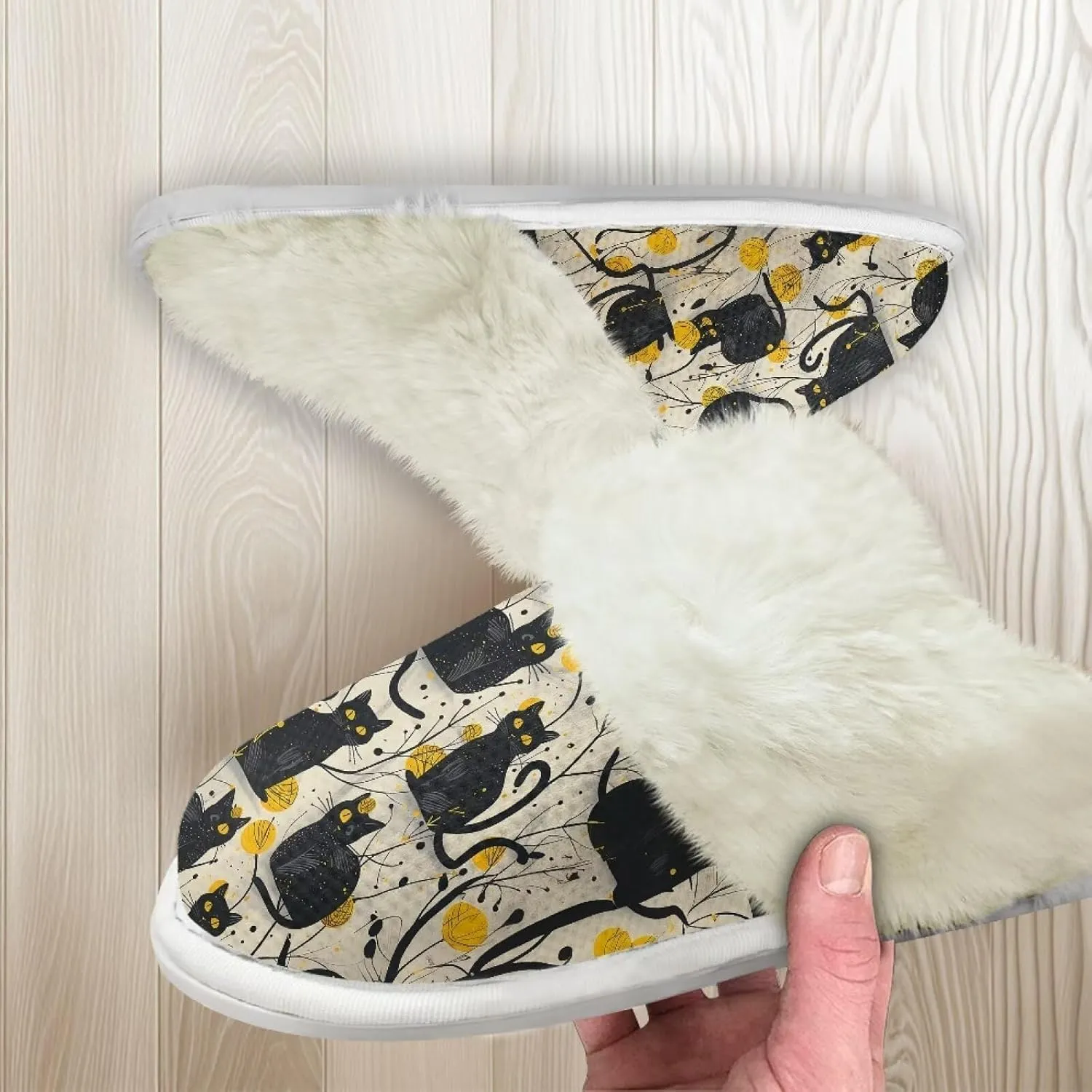 House Slippers for Women Men Winter Slip On Warm Closed Toe Home Shoes Flats Unisex Casual Breathable Soft Plush Bedroom Slipper for Bath Indoor