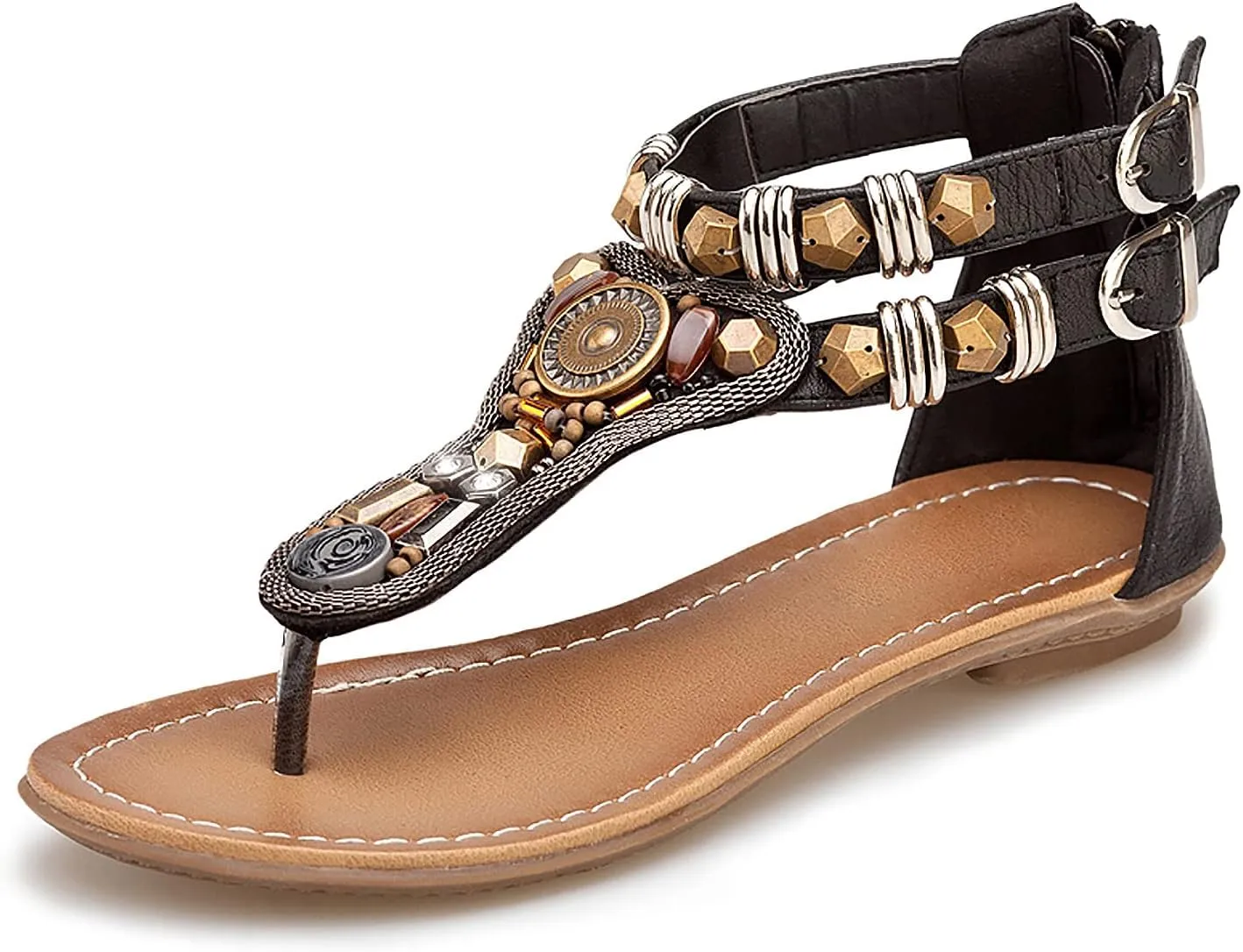 iCKER Women Sandals Rhinestone Dressy Casual Summer flat flip flops Comfortable Sandals