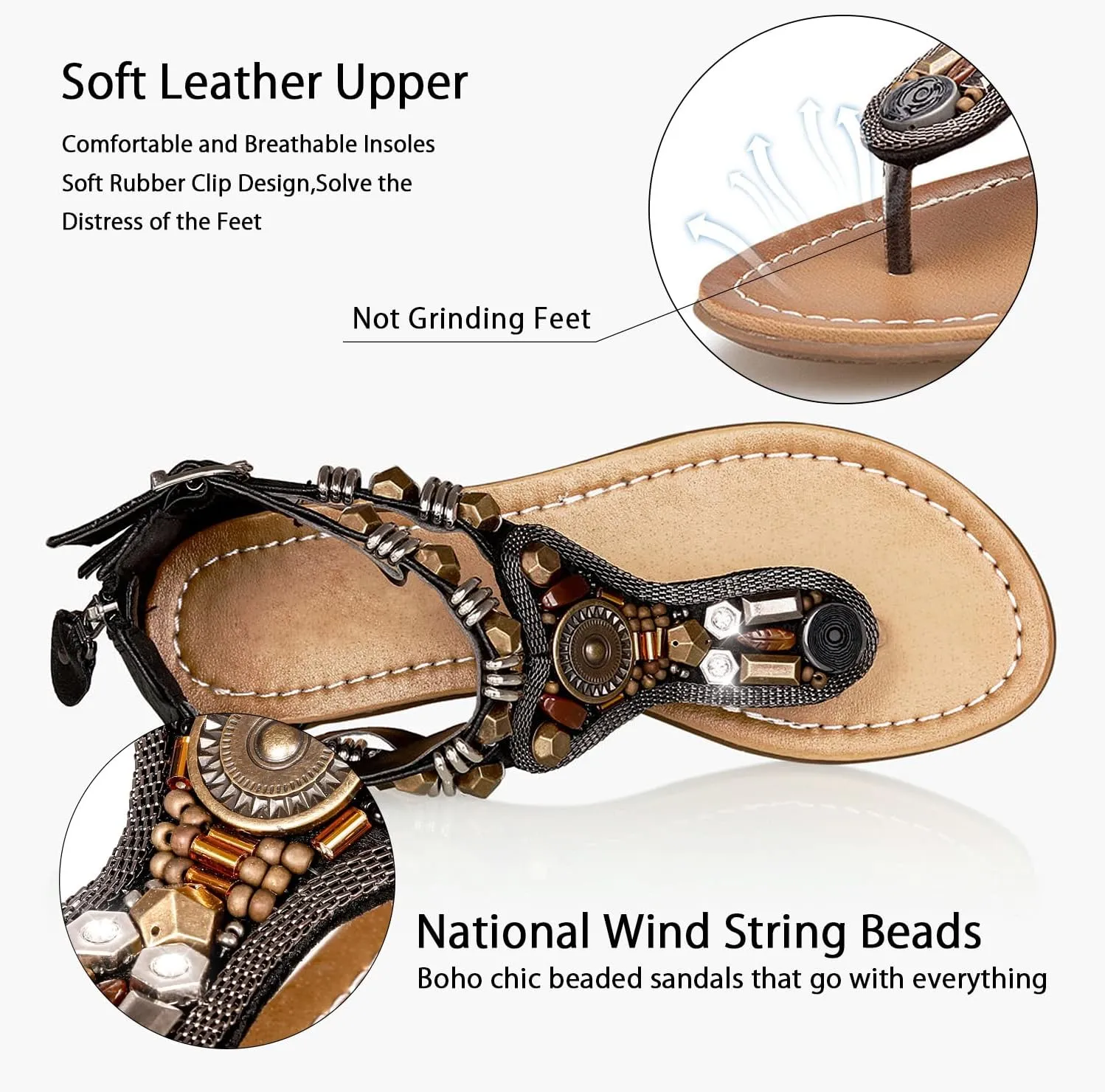 iCKER Women Sandals Rhinestone Dressy Casual Summer flat flip flops Comfortable Sandals