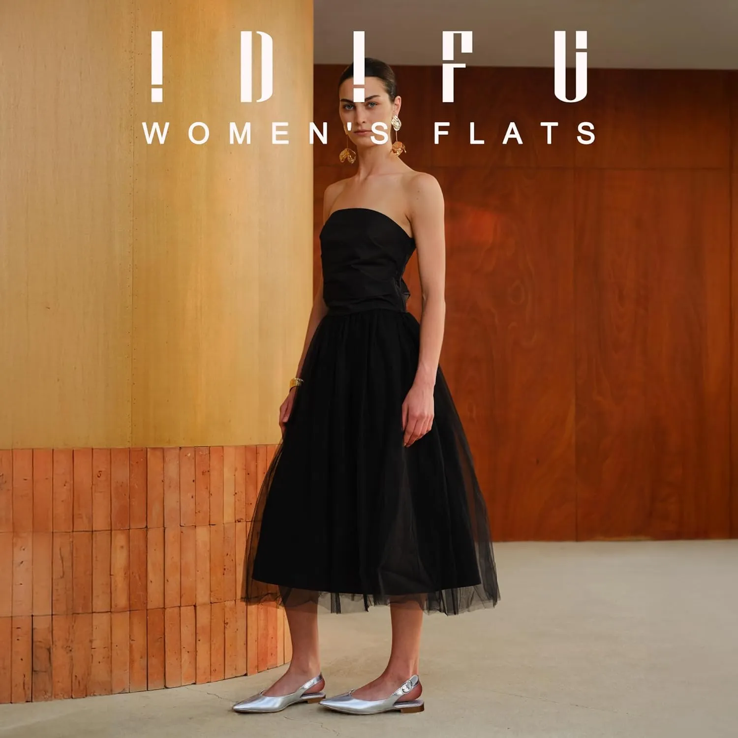 IDIFU Women's Flats Pointed Toe Slingback Dress Shoes for Women Comfortable Dressy Fashion Trendy Flat Shoes Work Bridal Wedding Office Cute Buckle Dress Flats