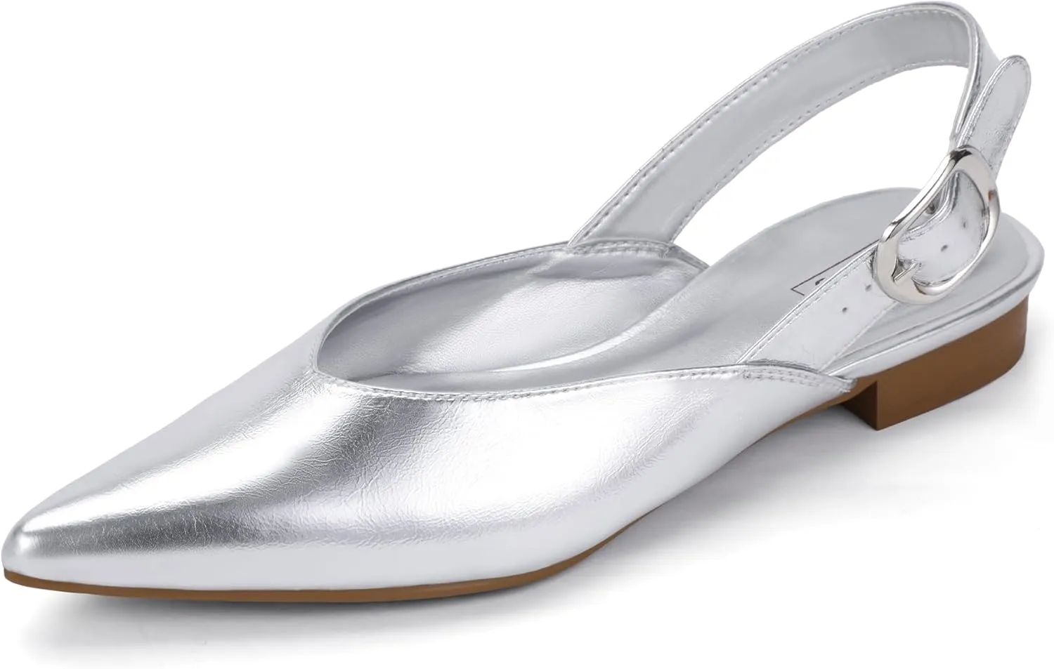 IDIFU Women's Flats Pointed Toe Slingback Dress Shoes for Women Comfortable Dressy Fashion Trendy Flat Shoes Work Bridal Wedding Office Cute Buckle Dress Flats