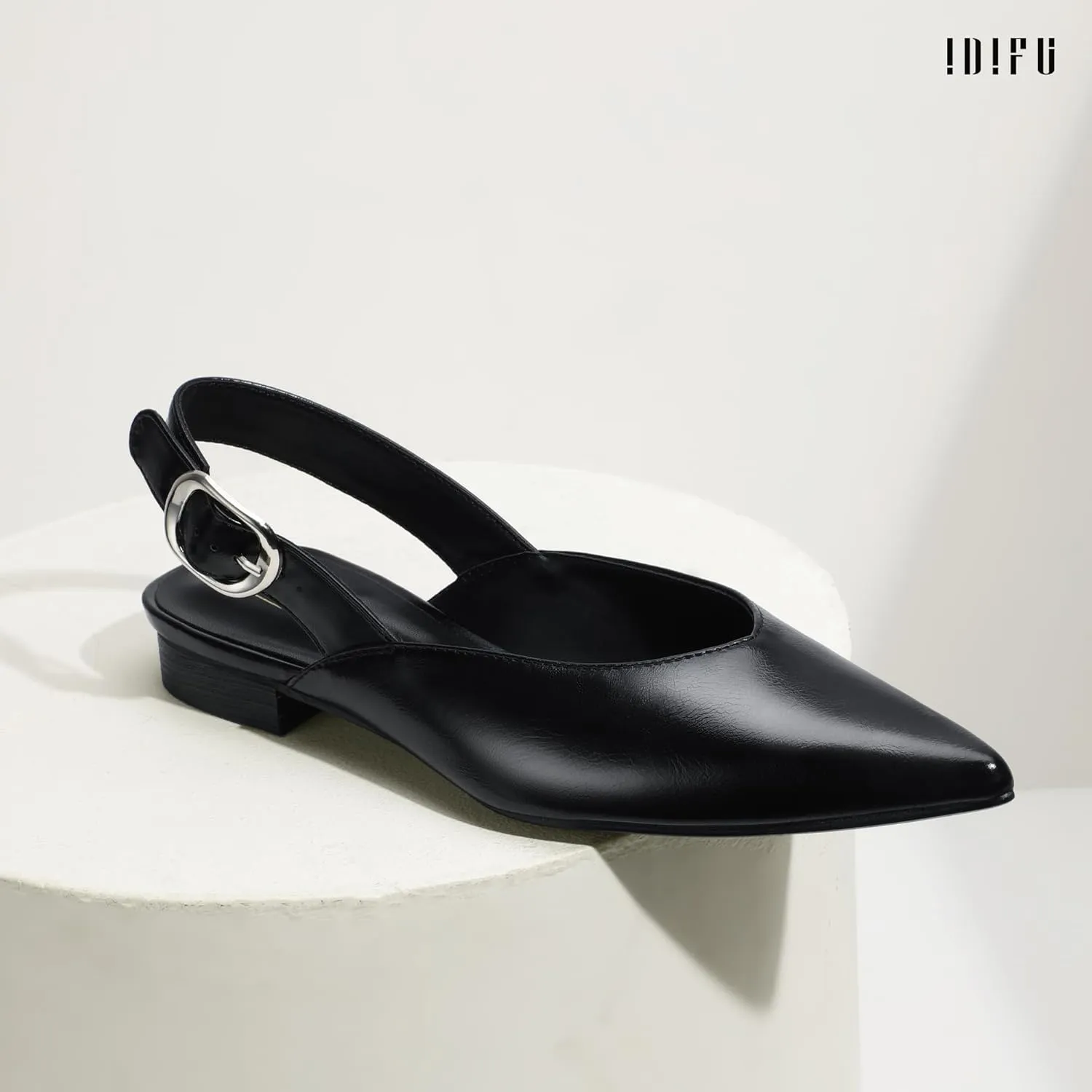 IDIFU Women's Flats Pointed Toe Slingback Dress Shoes for Women Comfortable Dressy Fashion Trendy Flat Shoes Work Bridal Wedding Office Cute Buckle Dress Flats